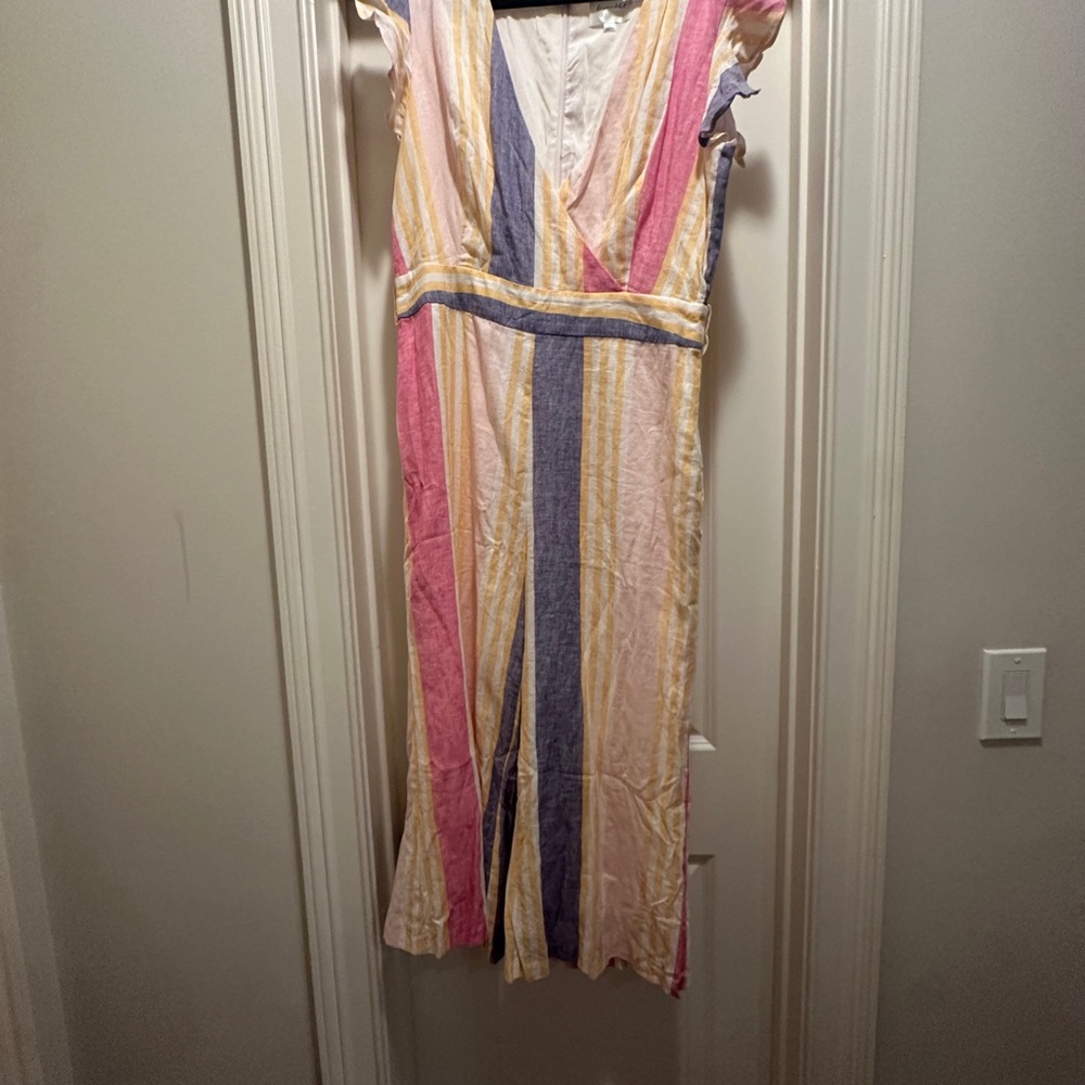 Striped Multicolor Ruffle Edge Jumpsuit
